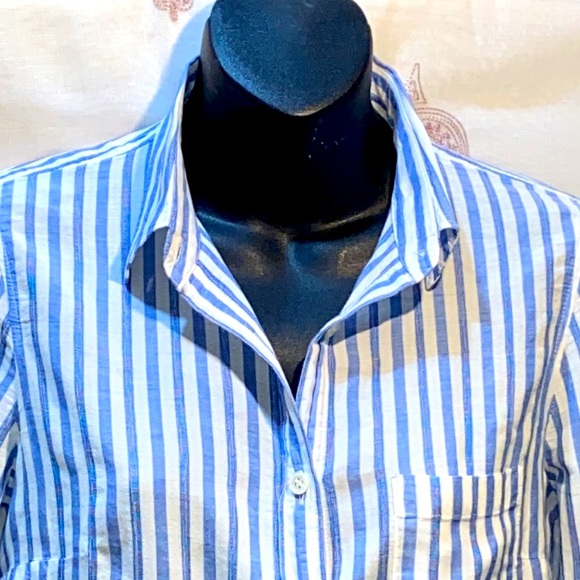 J. CREW BLUE/WHITE BOY SHIRT LONG SLEEVES BUTTON-DOWN POCKET SZ 2 - Picture 3 of 15